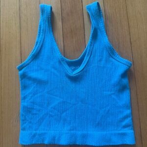 Urban Outfitters Out From Under Blue Ribbed Tank Top Cropped Minimalist Seamless